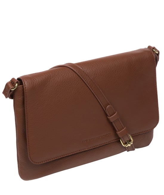 'Ruby' Dark Tan Nappa Leather Cross Body Bag