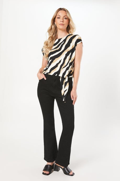Zebra Print Jersey Tie Hem Top