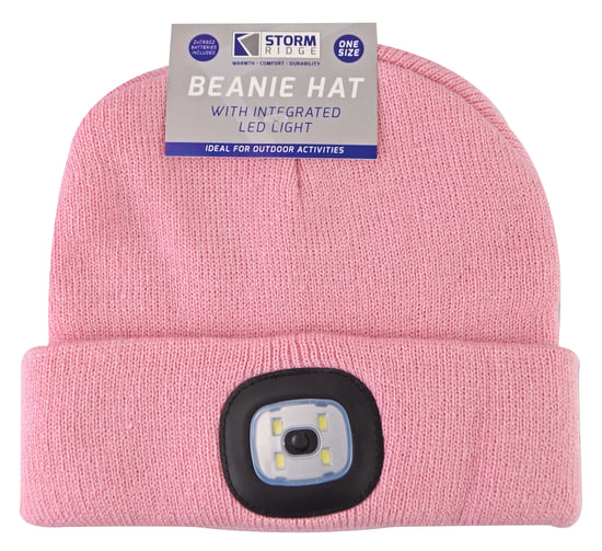 Led-muts voor dames | Dames gebreide oplaadbare muts | Wintermuts met hoofdlamp - Roze - Image 2