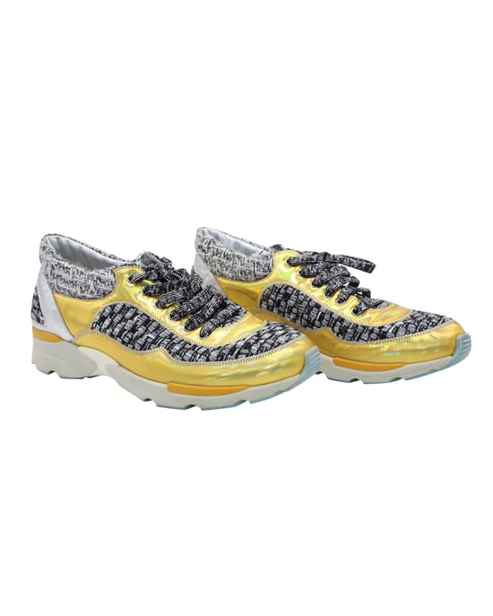 Chanel Tweed Vetersneakers in Meerkleurig Leer - Image 4