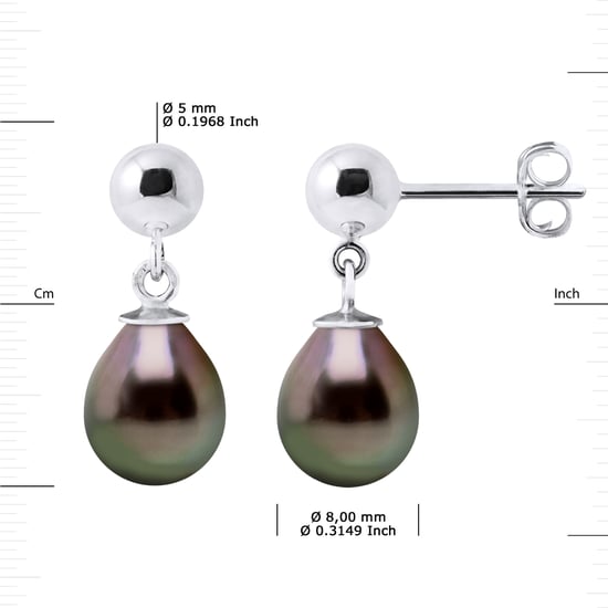 DIADEMA - Earrings - Silver and Real Tahitian Pearls
