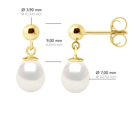 Oorbellen in Geel Goud en Echte Gecultiveerde Zoetwaterparels Pareltjes 7-8 mm - Image 2