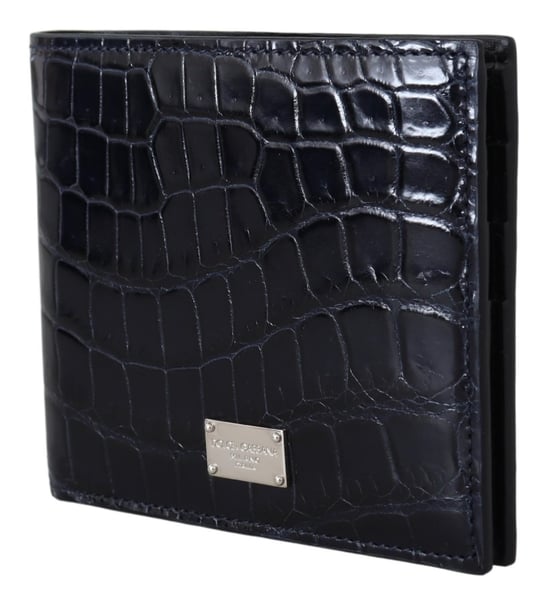 Dolce & Gabbana Black Bifold Card Holder Men's Exotic Leather Wallet