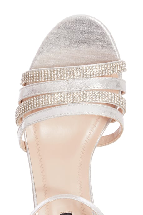 Wide Fit Silver Shimmer Strappy Low Heels
