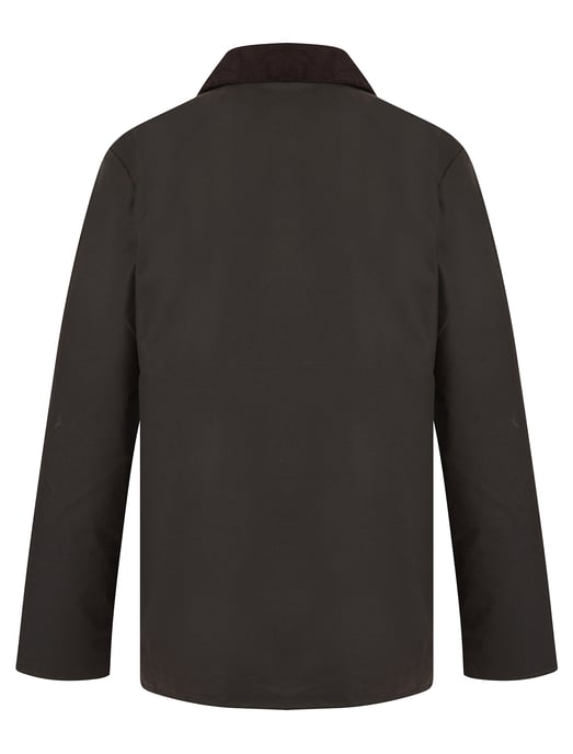 Brown Cotton Wax Jacket With Corduroy Collar