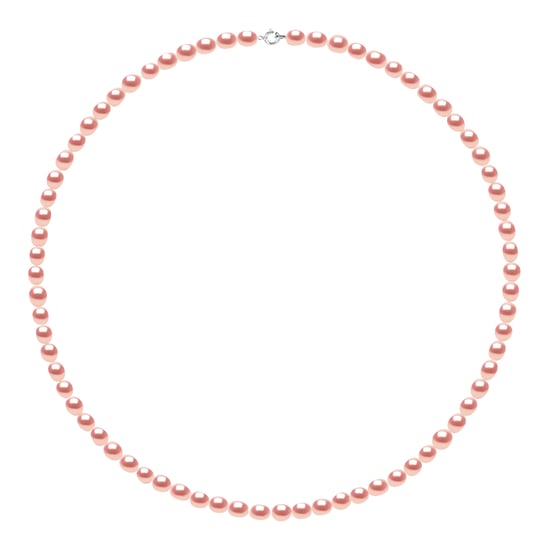 DIADEMA - Necklace - Real Freshwater Pearls - White - Pink - White Gold