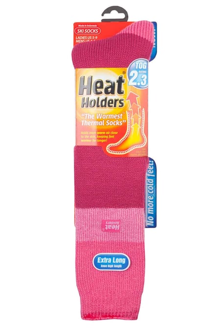 Heat Holders - Dames kniehoge thermo skisokken - Frambozen / Lichtroze - Image 2