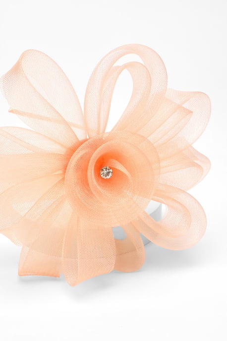 Peach Diamante Flower Headband Fascinator