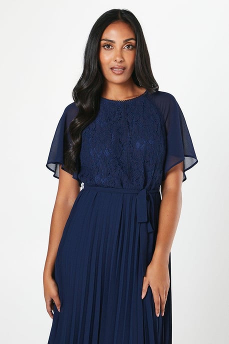 Petite Lace Angel Sleeve Midi Dress