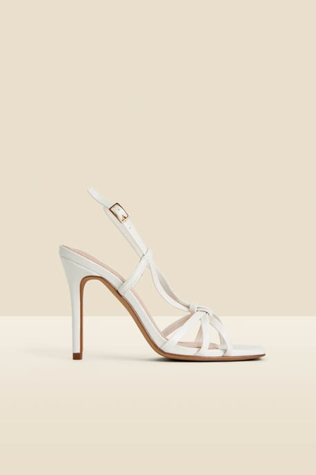 White Strappy Square Toe Sandals