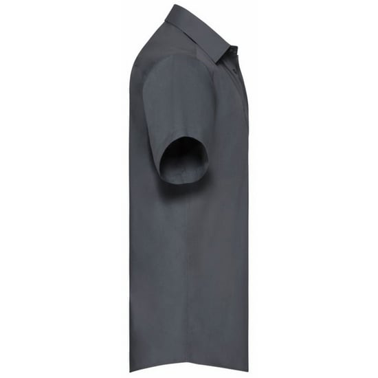 Russell Collectie Heren Korte Mouwen Poly-Katoen Easy Care Poplin Shirt (Konvooi Grijs) - Image 2