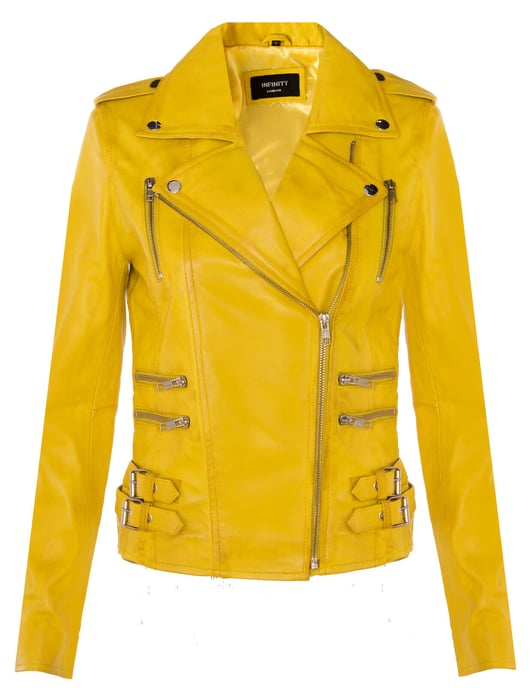 Ladies leather Brando biker jacket-Loddon