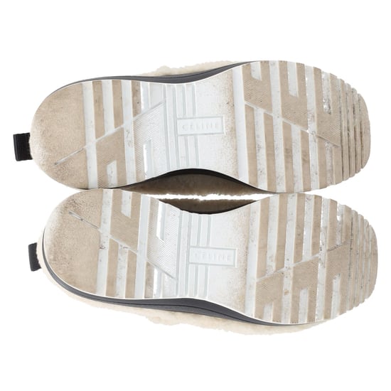 Celine Delivery Shearling Platform Sneakers in Cream Wool - Image 5