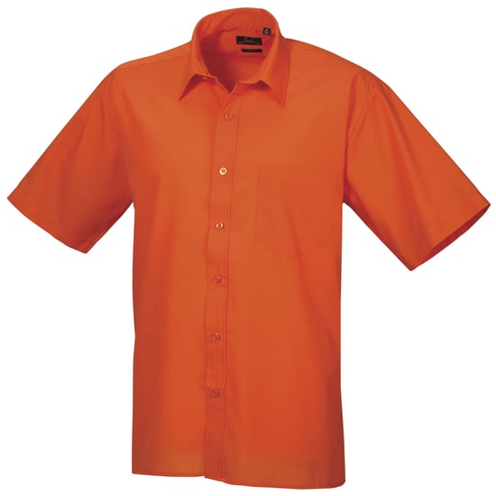 Premier Heren Korte Mouw Formele Poplin Gewoon Werk Shirt (Oranje) - Image 1