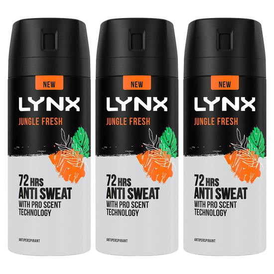 Lynx Jungle Fresh 72 HRS Anti Sweat Anti-Perspirant Body Spray for Men, 3x150ml
