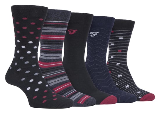 Farah - 5-Pack Mannen Dunne Ademend Klassieke Polka Dot Patroon Zachte Bovenkant Katoenen Dress Sokken - FCS273BLKBER (Polka Dot) - Image 1