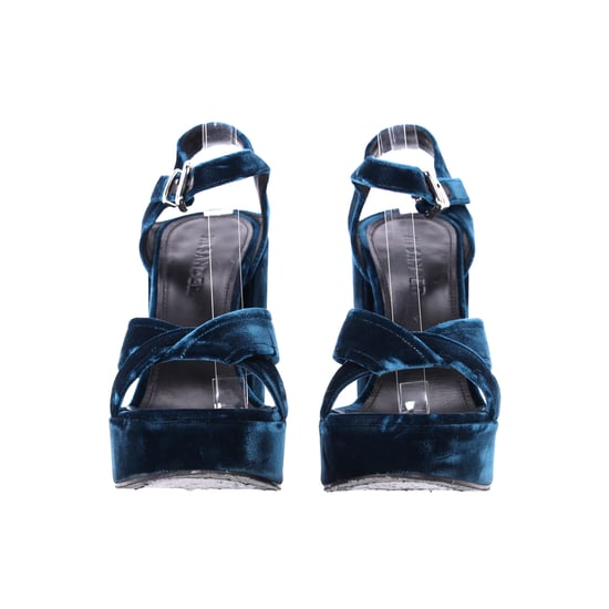 Jil Sander Chunky Sandalenhakken in Blauw Fluweel - Image 6