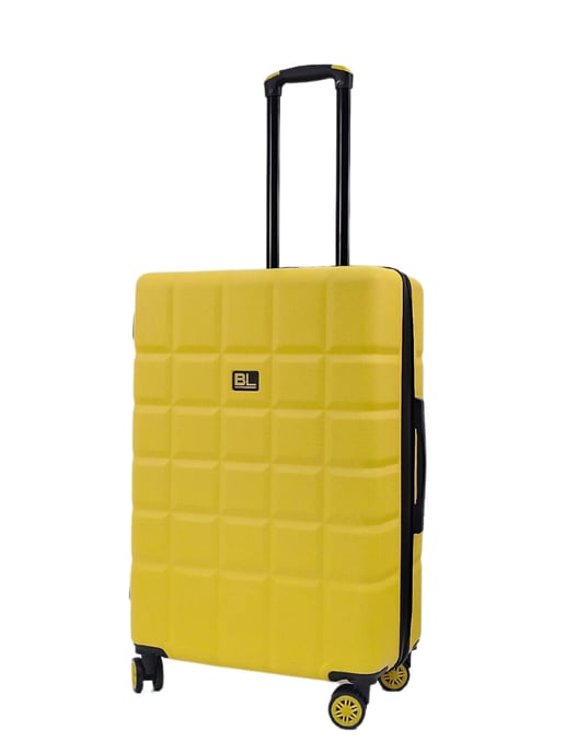 Yellow Hard Shell Classic 8 Wheel Cabin Luggage Case Travel Suitcases