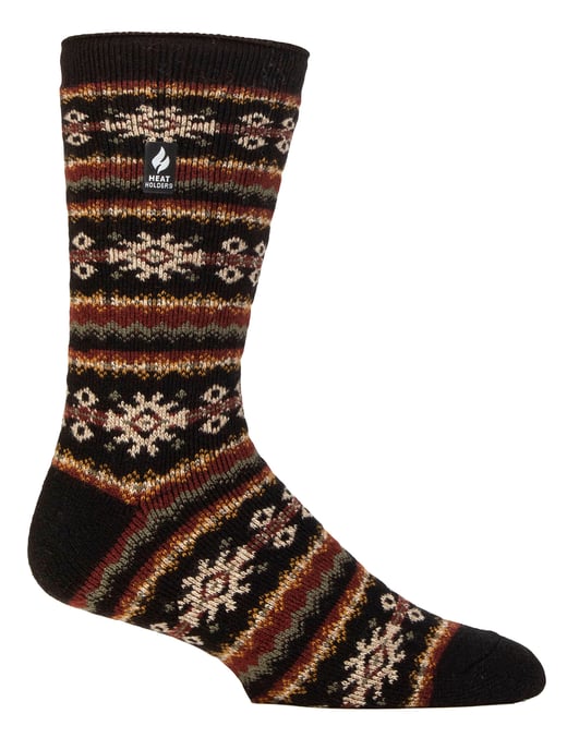 Heren Nordic Sokken | Heat Holders | Ademend Lite Extra Warme Winter Thermosokken - Zwart/Olijf - Image 1