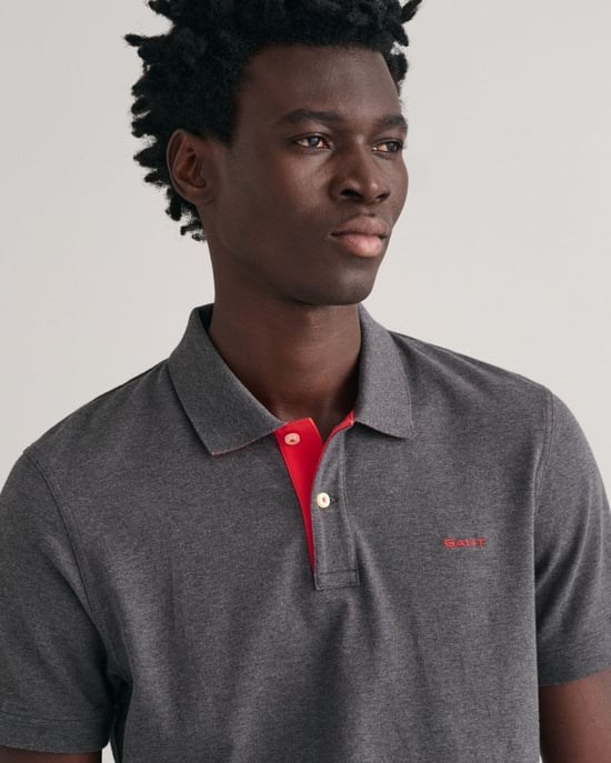 GANT regular fit rugger met korte mouwen in contrast piqué - Image 2