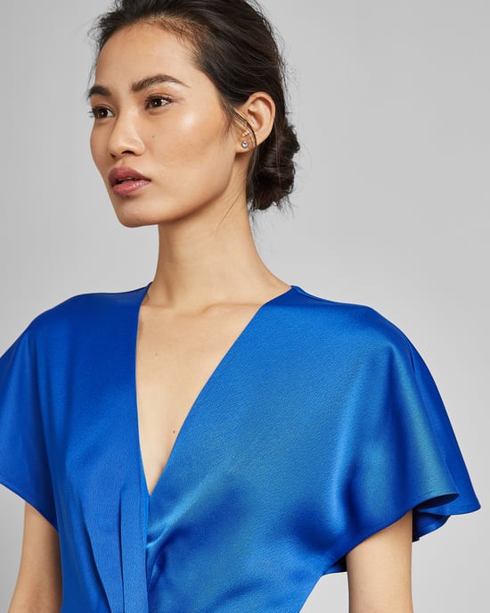 Ted Baker Ellame Wrap Over Full Sleeve Bodycon, Bright Blue