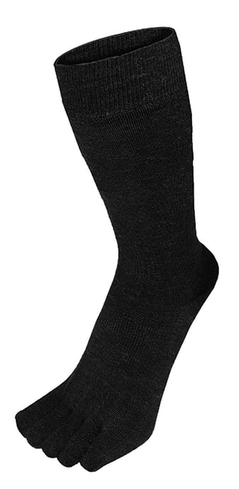 TOETOE - Heren & Dames Outdoor Zachte Wol Vochtregulerende Mid-Calf Teen Sokken - Zwart - Image 1