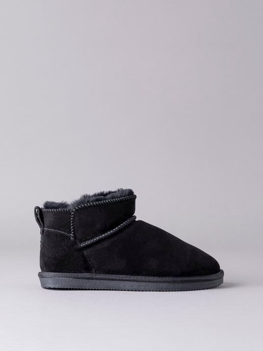 Ladies' Sheepskin Mini Boot Slippers in Black