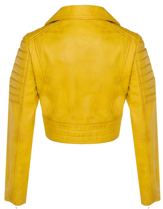 Ladies Brando Short Leather Jacket-Longtown