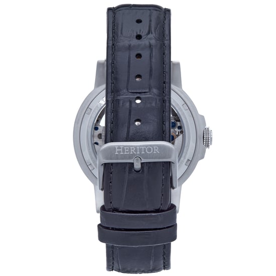 Heritor Automatic Davies Semi-Skeleton Leather-Band Watch