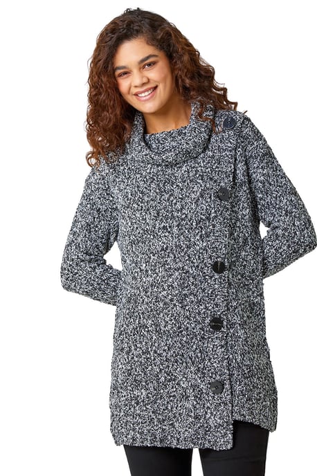 Roll Neck Button Detail Longline Jumper