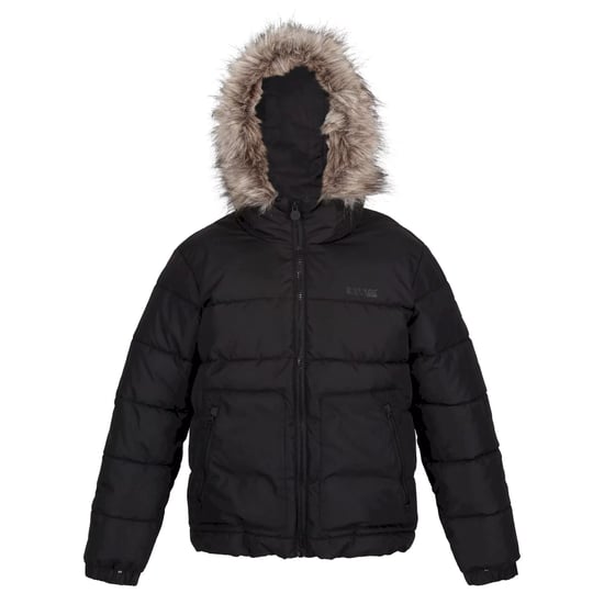 Regatta Parka met imitatiebont voor kinderen (Zwart) - Image 1