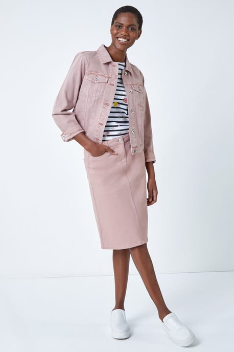 Cotton Denim Stretch A line Skirt - Image 3
