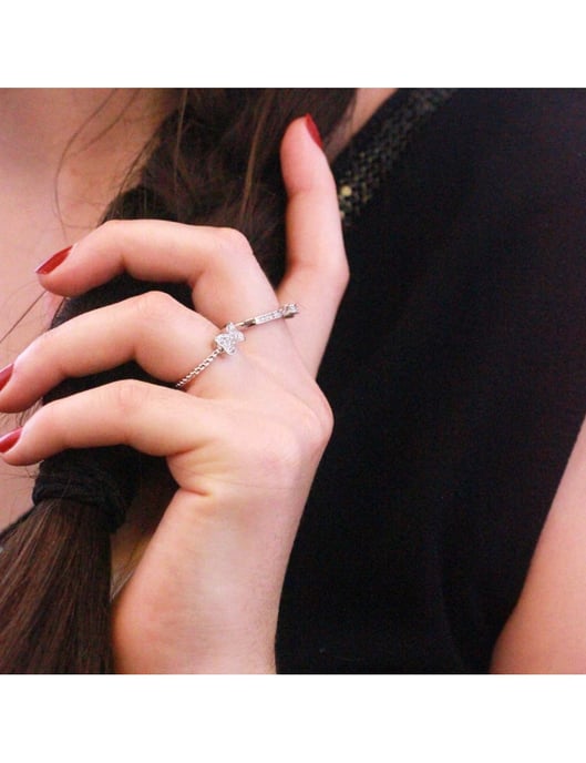 Ring met gedraaid lint - Oostenrijks kristal - Image 2