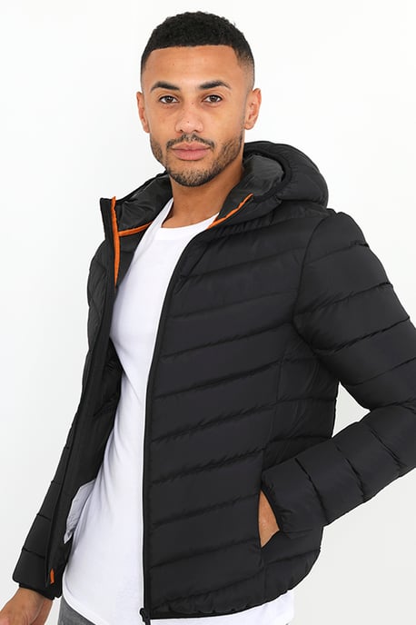 Black 'Grant' Hooded Padded Jacket