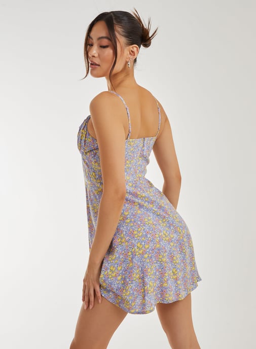 Ditsy Floral Tie Front Corset Dress
