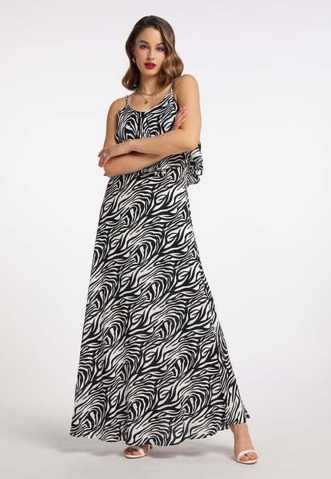 faina ladies maxi dress with zebra print nelice
