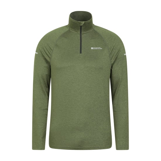 Mountain Warehouse Heren Echo gemêleerde gerecyclede semi-rits midlayer (Groen) - Image 1