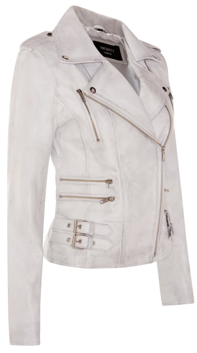 Ladies leather Brando biker jacket-Loddon