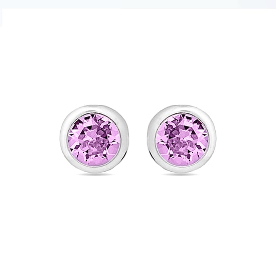 Luxenter essentiële oorbellen in 925 sterling zilver en amethist zirkonia met gerhodineerde afwerking - Image 1