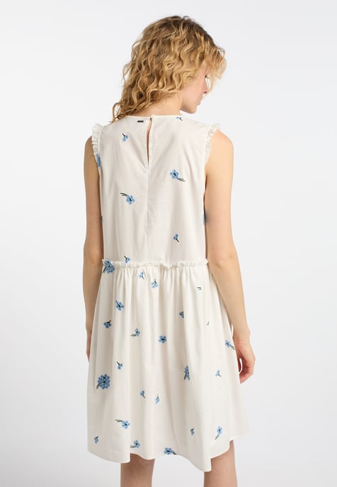 Dreimaster midi-jurk Dames Wol Wit Blauw - Image 4
