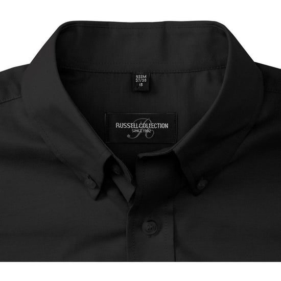 Russell Collectie Heren Korte Mouw Easy Care Oxford Shirt (Zwart) - Image 4