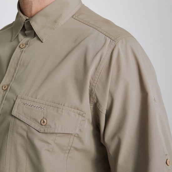 Craghoppers Mens Expert Kiwi Long-Sleeved Shirt (Pebble Brown)