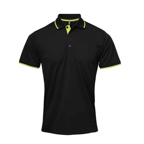 Premier Heren Coolchecker Contrast Pique Poloshirt (Zwart/Lijkgroen) - Image 1