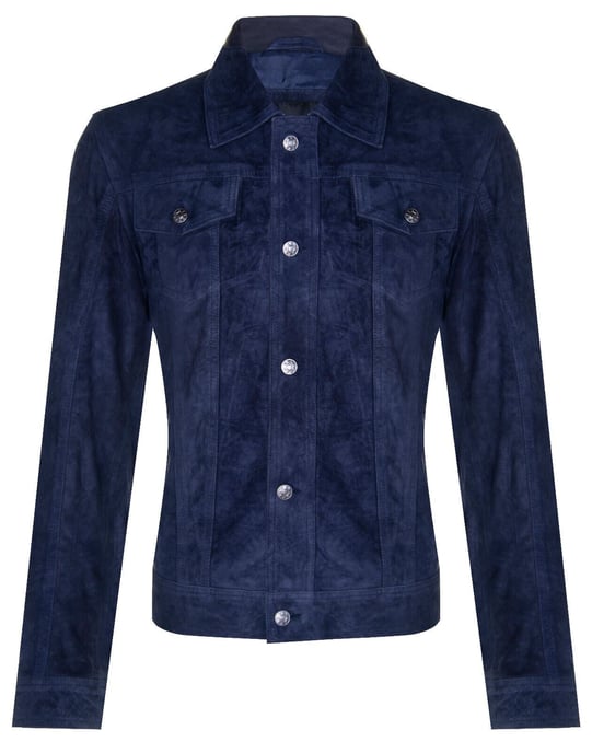 Mens Goat Suede Leather Jeans Jacket-Adelaide