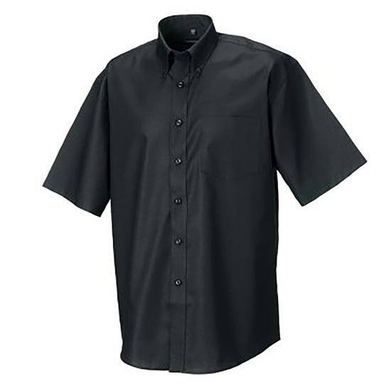 Russell Collectie Heren Korte Mouw Easy Care Oxford Shirt (Zwart) - Image 3