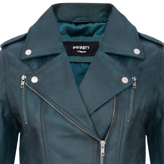 Ladies leather Brando biker jacket-Loddon