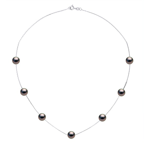Necklace Real 7 Real Cultured Tahiti Pearls PASSING THROUGH Round 7-8 mm