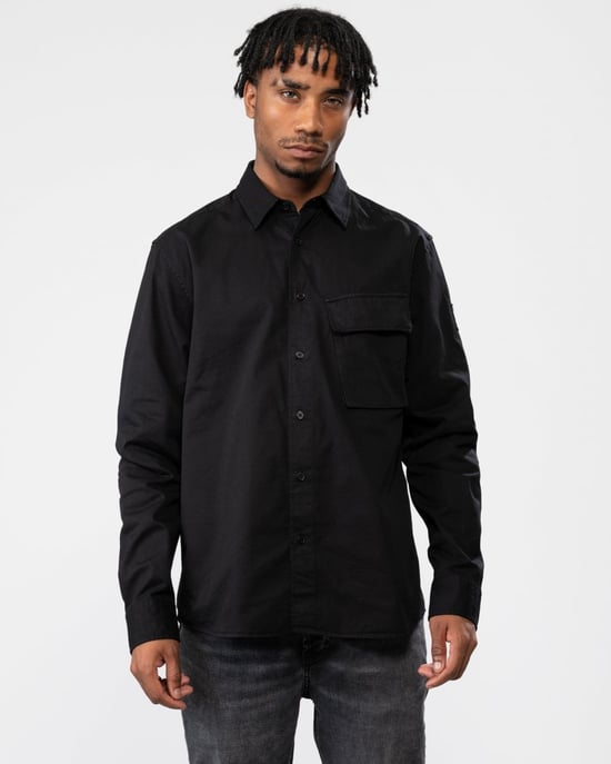 Men's Belstaff Garment Dye Cotton Scale Shirt in Black - Image 1