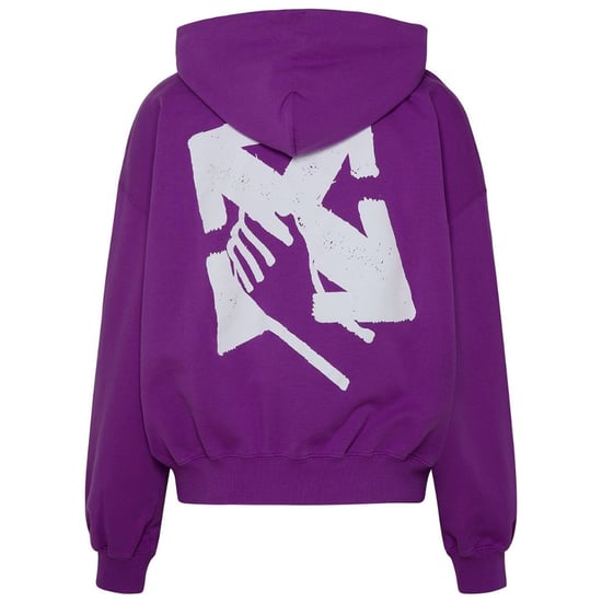 Off-White Hand Arrow Design Boxy Fit Purple Oversized Hoodie