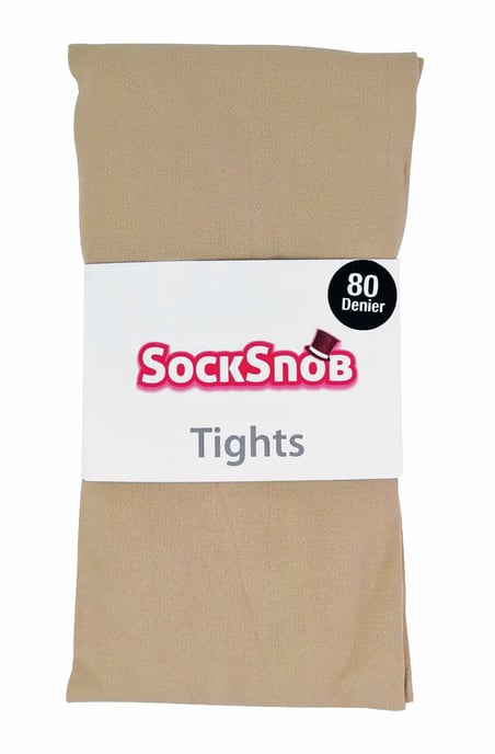 Dames 80 denier ondoorzichtige effen gekleurde panty's - Natuurlijk - Image 2